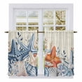 thumbnail image 1 of Orange Blue Starfish Coastal Kitchen Curtains 54 Inch Length, Summer Beach Eucalyptus Rustic Tiers Curtains for Bathroom Bedroom Cafe, Light Filtering Small Window Treatment Drapes 2 Panels 42"Wx54"L, 1 of 8