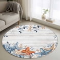 thumbnail image 1 of Orange Blue Starfish Coastal Round Area Rug 3.3Ft Washable Circle Rugs for Dining Room Table, Summer Beach Eucalyptus Retro Non-Slip Carpet Floor Mats Indoor Outdoor Carpet Runner Home Decor, 1 of 8
