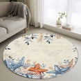 thumbnail image 1 of Orange Blue Starfish Coastal Round Area Rug 3Ft Washable Small Circle Rugs for Kitchen Entryway, Summer Beach Eucalyptus Rustic Non-Slip Carpet Floor Mats Indoor Outdoor Carpet Runner Home Decor, 1 of 8