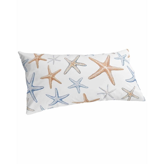 Orange Blue Starfish Pillow Covers King Size, Summer Beach Coastal Ocean Soft Bed Throw Pillowcases Breathable Cooling Long Lumbar Body Pillow Sham Cover for Bed Sofa 20''x40''