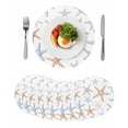 thumbnail image 1 of Orange Blue Starfish Round Placemats Set of 8 for Dinning Tables,Heat-proof Braided Table Mats 13 Inch,Summer Beach Coastal Ocean Washable Place Mat for Kitchen Restaurant Party Decor Table Setting, 1 of 9