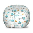 thumbnail image 1 of Orange Blue Storage Toy Bag Chair, Theme Sailboats Seagulls and Fishes Pattern, Stuffed Animal Organizer Washable Bag, Small Size, Multicolor, by Ambesonne, 1 of 3