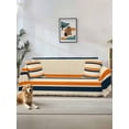 thumbnail image 1 of Orange Blue Stripe Couch Cover for Dogs, Minimalist Farmhouse Stripes Washable Sofa Covers Slipcover for Pets Dogs Futon Cover, Couch Recliner Covers, Oversized Chair Slipcover 71"x91", 1 of 9