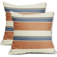 thumbnail image 1 of Orange Blue Striped Pillow Covers 20x20 Set of 2 Boho Stripe Pattern Cream Farmhouse Decorative Throw Pillows Outdoor Modern Line Print Linen Cushion Case with Zipper Decor for Sofa Couch Bed, 1 of 6