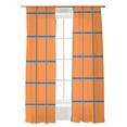 thumbnail image 1 of Orange Blue Stripes Check Sheer Curtains 2 Panels Set Simple Style Lines Abstract Art Lihgt Filtering Rod Pocket Voile Drape, Semi Sheer Window Curtains for Bedroom Living Room, 52"x84", 1 of 5