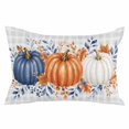 thumbnail image 1 of Orange Blue Thanksgiving Throw Pillow Cover 16 x 24 Inch Decorative Pillow Cover Fall Pumpkins Maple Leaf Grey Plaid Lumbar Pillowcase Seasonal Rectangle Cushion Case for Couch Sofa Bed Living Room, 1 of 9