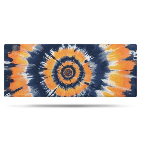 Orange Blue Tie Dye Mandala Pattern Bathroom Rugs Mat,Non Slip Microfiber Bathroom Rug,Rubber Backing,Soft Bathroom Mats for Bathroom Floor,Tub and Shower,60x24in(150x60cm)