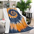 thumbnail image 1 of Orange Blue Tie Dye Mandala Pattern Blanket,Comfortable Soft Flannel Throw Blanket,All Season,Warm Lightweight Blankets for Sofa Bed Couch Living Room Chair,60"x80", 1 of 4