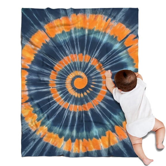 Orange Blue Tie Dye Mandala Pattern Blanket,Comfortable Soft Flannel Throw Blanket,All Season,Warm Lightweight Blankets for Sofa Bed Couch Living Room Chair,30"x40"
