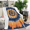 thumbnail image 1 of Orange Blue Tie Dye Mandala Pattern Blanket,Comfortable Soft Flannel Throw Blanket,All Season,Warm Lightweight Blankets for Sofa Bed Couch Living Room Chair,60"x80", 1 of 4
