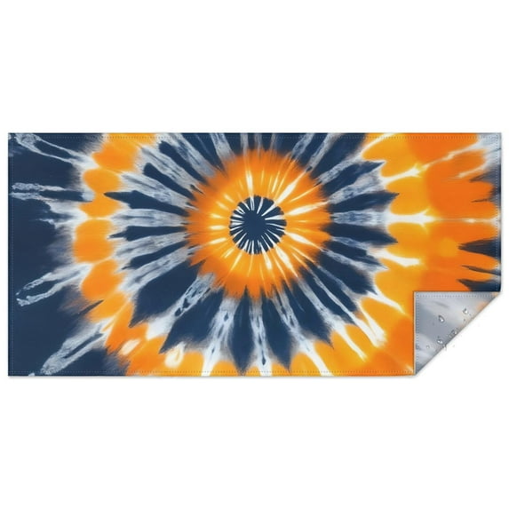 Orange Blue Tie Dye Mandala Pattern Rectangle Tablecloth 60"x120",Waterproof Polyester Rectangle Table Cloth, Wipeable Spillproof Polyester Tablecloth for Dining, Camping, Indoor and Outdoor