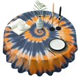 thumbnail image 1 of Orange Blue Tie Dye Mandala Pattern Round Tablecloth 60"x60",Wrinkle Wipeable Table Cloth for Kitchen Dining Room Picnic Patio Party, 1 of 6