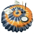 thumbnail image 1 of Orange Blue Tie Dye Mandala Pattern Round Tablecloth 60"x60",Wrinkle Wipeable Table Cloth for Kitchen Dining Room Picnic Patio Party, 1 of 6