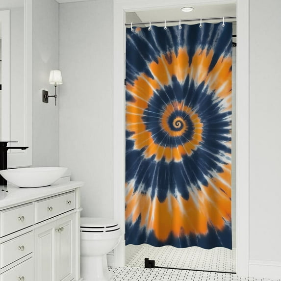 Orange Blue Tie Dye Mandala Pattern Shower Curtain 36"x72" ,Bathroom Decorative Shower Curtains Set with 12 Hooks,Modern Waterproof Washable Shower Curtain
