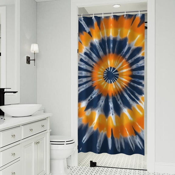 Orange Blue Tie Dye Mandala Pattern Shower Curtain 36"x72" ,Bathroom Decorative Shower Curtains Set with 12 Hooks,Modern Waterproof Washable Shower Curtain