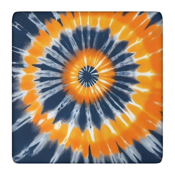 Orange Blue Tie Dye Mandala Pattern Square Fitted Tablecloth with Elastic Edge,Square Table Cover,Washable Elastic Table Cover for Home Kitchen Party Decor 36"x36"