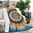 thumbnail image 1 of Orange Blue Tie Dye Spiral Pattern Blanket,Comfortable Soft Lamb Wool Throw Blanket,All Season,Warm Lightweight Blankets for Sofa Bed Couch Living Room Chair,50"x60", 1 of 4