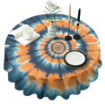 thumbnail image 1 of Orange Blue Tie Dye Spiral Pattern Round Tablecloth 60"x60",Wrinkle Wipeable Table Cloth for Kitchen Dining Room Picnic Patio Party, 1 of 6