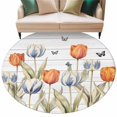 thumbnail image 1 of Orange Blue Tulip Round Area&nbsp;Rug 8ft Farm Watercolor Flower Butterfly Green Leaf Wood Grain Non-Slip&nbsp;Washable Circle Rugs Soft Felt Indoor Floor Mat for Bedroom Kitchen Living Room Bathroom, 1 of 9