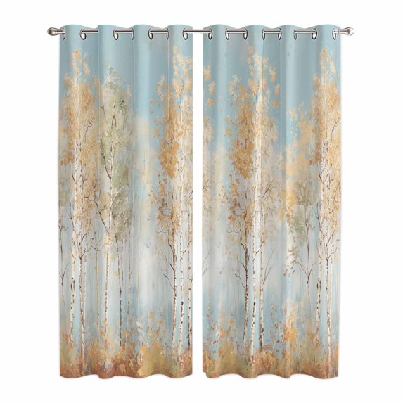 Orange Blue Vintage Kitchen Curtains 96 Inch Length, Modern Abstract Art Oil Paiting Grommet Top Bedroom Living Room Curtains, Light Filtering Cafe Curtain Drapes 2 Panels Set 104''x96''