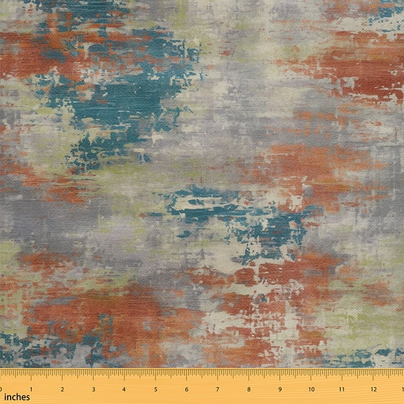 Orange and Blue Watercolor Fabric by the Yard,Modern Abstract Decorative Fabric,Ombre Gradient Tie Dye Upholstery Fabric,Grunge Art Quilt Fabric for DIY Upholstery (Orange Blue,1 Yard)