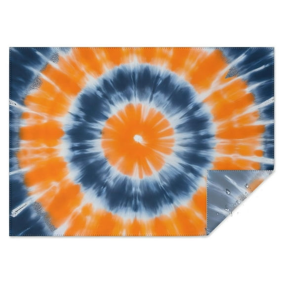 Orange Blue White Tie Dye Mandala Pattern Rectangle Tablecloth 60"x84",Waterproof Polyester Rectangle Table Cloth, Wipeable Spillproof Polyester Tablecloth for Dining, Camping, Indoor and Outdoor