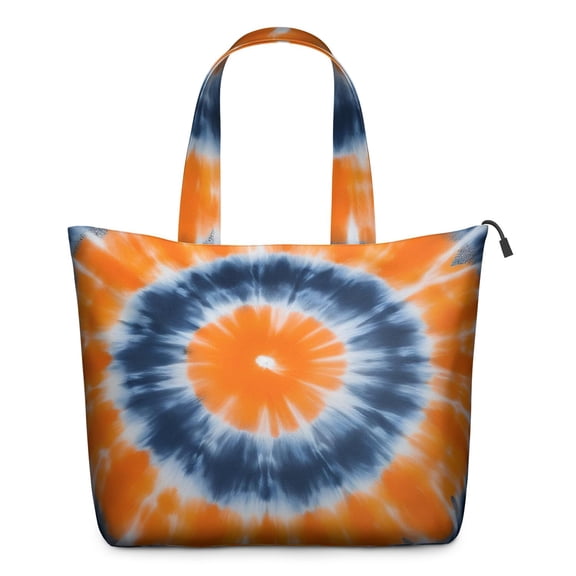 Orange Blue White Tie Dye Mandala Pattern Travel Tote Bags for Women Carry On,Large Weekender Bags for Women Travel,Multi Functional Duffle Bag for Work,Shopping,Sports