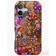 Orange, Blue and Magenta Circular Flower Garden Tough Phone Case, Dual ...