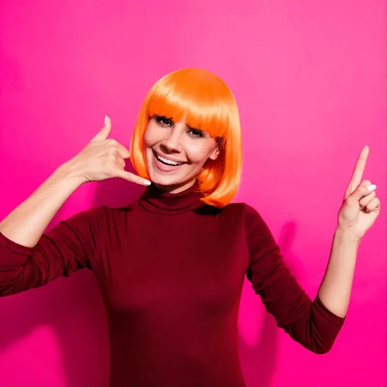 Orange Bob Wig With Bangs For Women Red Short Bob Wigs Straight Synthetic Heat Resistant Colorful Bob Wigs Natural Looking Walmart