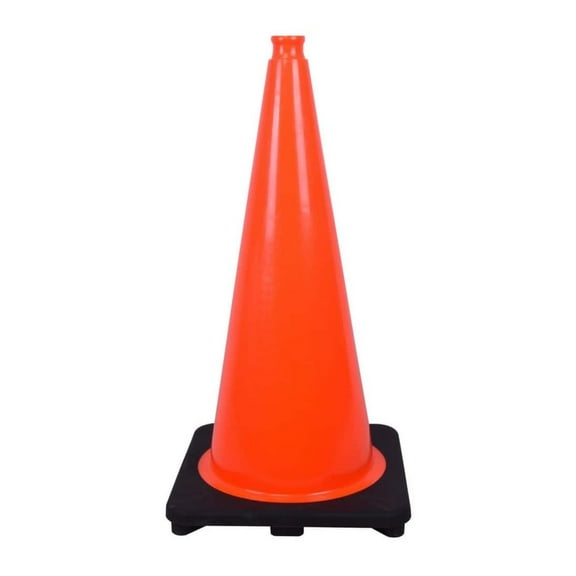 Orange Body PVC Traffic Cone: 28" Height, 14" Square Black Base, 7 Lb Weight