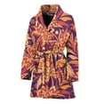 thumbnail image 1 of Orange Bohemian Floral Pattern Women Bathrobe One Size Univeral Fits Fashion Lightweight Plush Fleece Long Robe For Women, 1 of 3