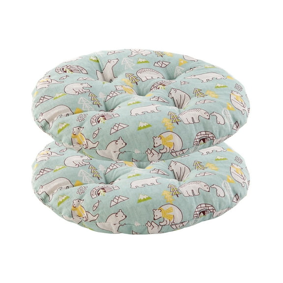 Bohemian Seat Cushion,Indoor Chair Cushions for Dining Chairs,Round Chair Pad,Polar Bear, Set of 2