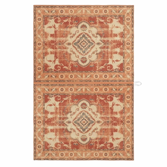 Orange Boho 1 Pack Kitchen Towel, Water Absorbent Dish Towel, Geometric Antique Tribal Retro Ethnic Decorative Hand Towels - Quick Drying Cloth for Cooking Baking, 18x28 Inch