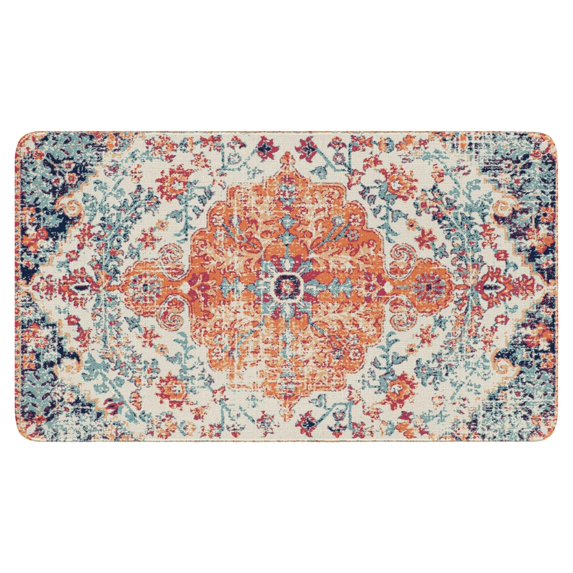 Orange Boho Abstract Mid Century Doormats,Non-Slip Absobant Mats Funny Floor Door Mats for Indoor Outdoor Kitchen