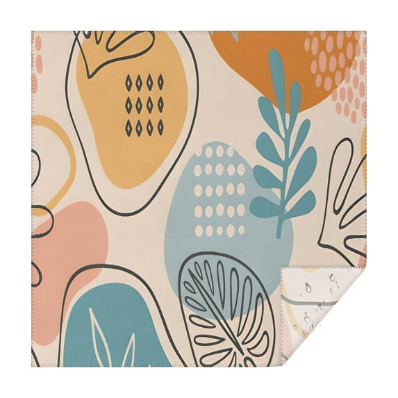 Orange Boho Abstract and Plant Pattern Square Tablecloth,Waterproof Square Table Cover,Wipeable Spillproof Washable Table Cover for Home Kitchen Party Decor 42"X42"(107x107cm)