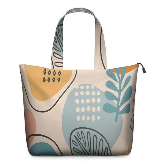 Orange Boho Abstract and Plant Pattern Travel Tote Bags for Women Carry On,Large Weekender Bags for Women Travel,Multi Functional Duffle Bag for Work,Shopping,Sports