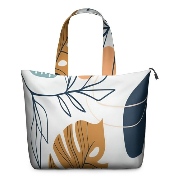 Orange Boho Abstract and Plant Pattern Travel Tote Bags for Women Carry On,Large Weekender Bags for Women Travel,Multi Functional Duffle Bag for Work,Shopping,Sports