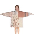 thumbnail image 1 of Orange Boho Abstract and Plant Pattern Blanket Hoodies for Kids 6-13YR Oversize Wearable Blanket Hoodies for Boys Girls Teens, 1 of 7