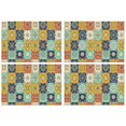 thumbnail image 1 of Orange Boho Bohemia Floral Geometric Pattern Summer Placemats Table Placemats Set Of 4-Linen Kitchen Washable Placemats Table Mats 11.8"x17.7" Non-Slip Heat Resistant, 1 of 6