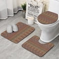 thumbnail image 1 of Orange Boho Ethnic Paisley Pattern Bathroom Rugs Sets 3 Piece,Toilet Cover Set,Absorbent Non Slip Bathroom Mats Sets with U-Shaped Contour Rug Toilet Rug Set, 1 of 5