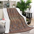 thumbnail image 1 of Orange Boho Ethnic Paisley Pattern Blanket,Comfortable Soft Lamb Wool Throw Blanket,All Season,Warm Lightweight Blankets for Sofa Bed Couch Living Room Chair,60"x80", 1 of 4
