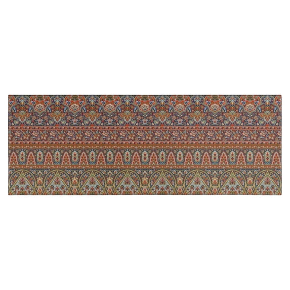 Orange Boho Ethnic Paisley Pattern Kitchen Rug Mat,Kitchen Runner Rugs Non Skid Washable,Decorative Kitchen Floor Mats for Kitchen,Sink,Laundry,17"X47"