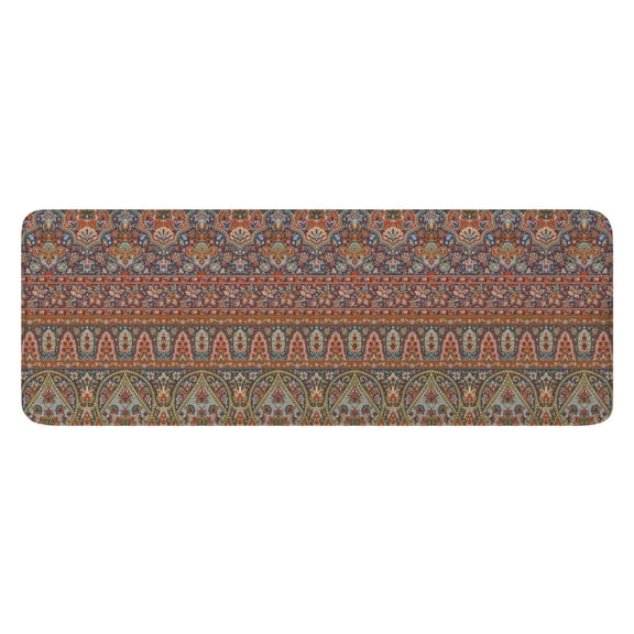Orange Boho Ethnic Paisley Pattern Kitchen Rug Mat,Kitchen Runner Rugs Non Skid Washable,Decorative Kitchen Floor Mats for Kitchen,Sink,Laundry,17"x47.2"