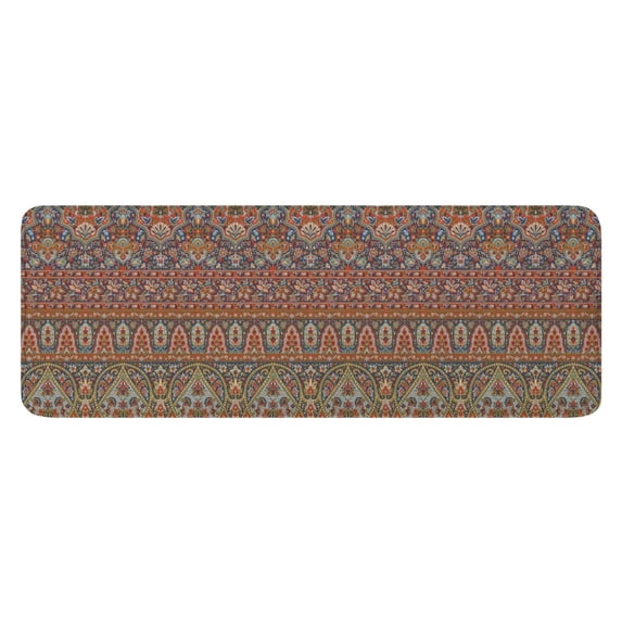 Orange Boho Ethnic Paisley Pattern Kitchen Rug Mat,Kitchen Runner Rugs Non Skid Washable,Decorative Kitchen Floor Mats for Kitchen,Sink,Laundry,17"x47.2"