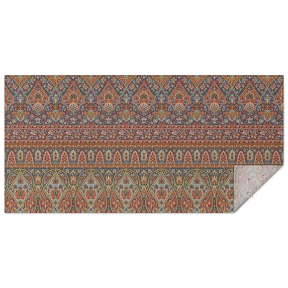 Orange Boho Ethnic Paisley Pattern Rectangle Tablecloth 60"x120",Waterproof Polyester Rectangle Table Cloth, Wipeable Spillproof Polyester Tablecloth for Dining, Camping, Indoor and Outdoor