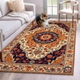 thumbnail image 1 of Orange Boho Flower Area Rug 4x6 FT, Non Slip Kids Room Carpet, Traditional Oriental Tribal Ethnic Washable Soft Floor Carpet Non-Shedding Throw Rug for Dorm Kitchen Study Room Home Office Bedside, 1 of 9
