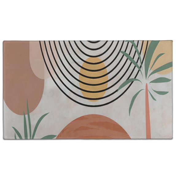 Orange Boho Geometric and Plant Pattern (2) Door Rugs,Washable Non Slip Door Mats Indoor,Decorative Door Mats,Entry Mat Indoor for Entrance,Bedroom,Kitchen,Bathroom,17"x30"