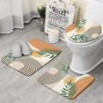 thumbnail image 1 of Orange Boho Geometric and Plant Pattern Bathroom Rugs Sets 3 Piece,Toilet Cover Set,Absorbent Non Slip Bathroom Mats Sets with U-Shaped Contour Rug Toilet Rug Set, 1 of 5