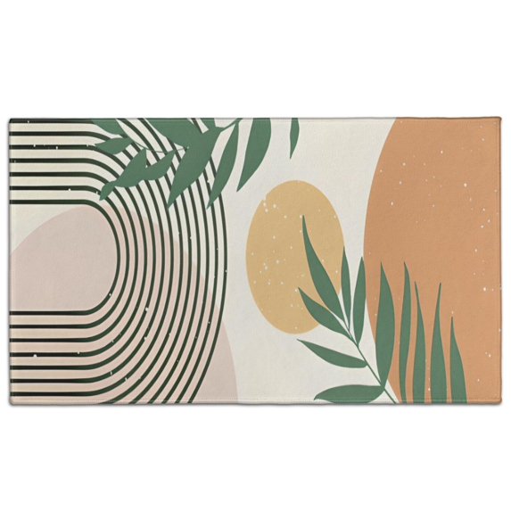 Orange Boho Geometric and Plant Pattern Door Rugs,Washable Non Slip Door Mats Indoor,Decorative Door Mats,Entry Mat Indoor for Entrance,Bedroom,Kitchen,Bathroom,17"x30"