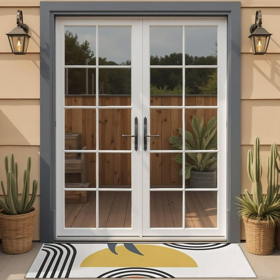 Orange Boho Geometric and Plant Pattern Door Rugs,Washable Non Slip Door Mats Indoor,Decorative Door Mats,Entry Mat Indoor for Entrance,Bedroom,Kitchen,Bathroom,16"x47"